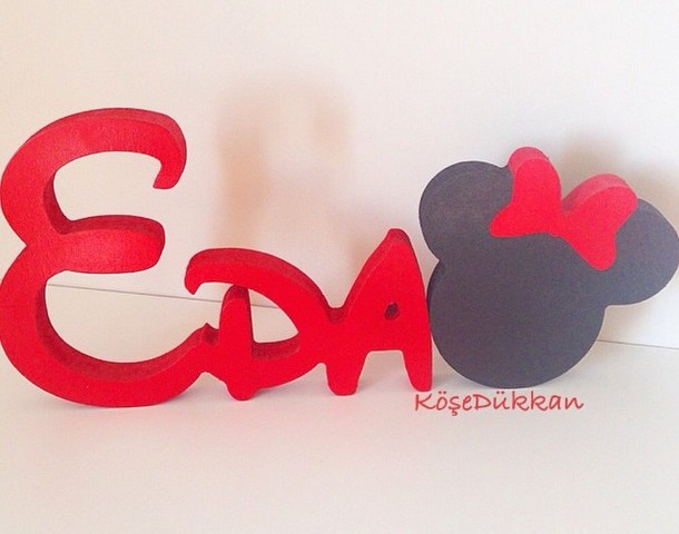 Minnie Mouse konsept ahşap ismimiz Eda için